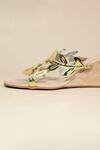 Buy_Sana K luxurious Footwear_Gold Leafy Half Wedges _Online_at_Aza_Fashions