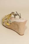 Shop_Sana K luxurious Footwear_Gold Leafy Half Wedges _Online_at_Aza_Fashions