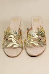 Sana K luxurious Footwear_Gold Leafy Half Wedges _at_Aza_Fashions
