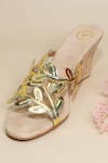 Buy_Sana K luxurious Footwear_Gold Leafy Half Wedges _at_Aza_Fashions