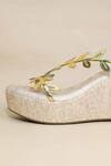 Sana K luxurious Footwear_Gold Leafy Leapord Wedges _Online_at_Aza_Fashions