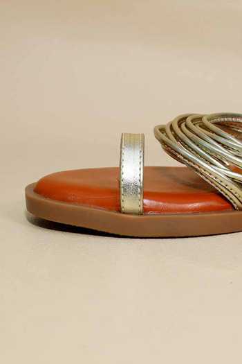 Sana K luxurious Footwear_Brown Gold String Flats _Online_at_Aza_Fashions