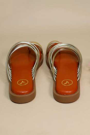 Sana K luxurious Footwear_Brown Gold String Flats _at_Aza_Fashions