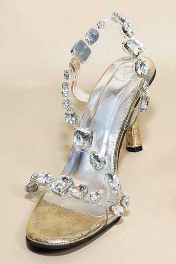 Buy_Sana K luxurious Footwear_Silver Crystals Chunky Rocks Pencil Heels _at_Aza_Fashions