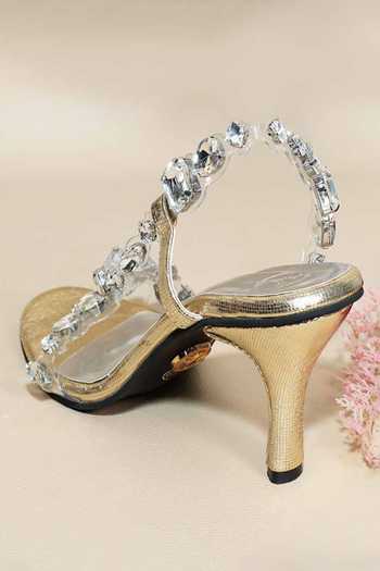 Buy_Sana K luxurious Footwear_Silver Crystals Chunky Rocks Pencil Heels _Online_at_Aza_Fashions