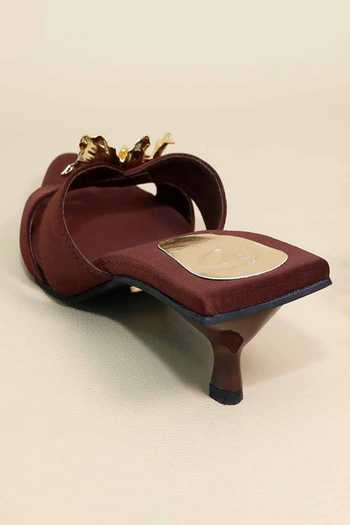 Sana K luxurious Footwear_Brown Brooches Zeno Kitten Heels _Online_at_Aza_Fashions