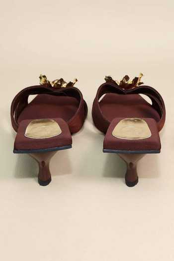 Buy_Sana K luxurious Footwear_Brown Brooches Zeno Kitten Heels _Online_at_Aza_Fashions