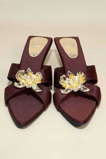 Shop_Sana K luxurious Footwear_Brown Brooches Zeno Kitten Heels _Online_at_Aza_Fashions