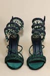Sana K luxurious Footwear_Green Beads, Glitter Jhallar Pencil Heels _at_Aza_Fashions
