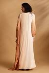 Shop_GOLDN_Beige Crepe Embroidery Boat Neck Hand Ombre Kaftan _at_Aza_Fashions