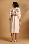 Shop_GOLDN_Beige Poplin, Cotton Embroidery Keyhole Neck, Open Midi Dress With Waistcoat _at_Aza_Fashions