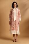 Buy_GOLDN_Pink Chanderi Silk, Embroidery, Sequins, High Neck Work Overlay Dress _at_Aza_Fashions