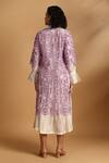Shop_GOLDN_Purple Chanderi Silk Embroidery, Lace High Neck Overlay With Tiered Dress _at_Aza_Fashions