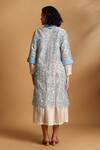Shop_GOLDN_Blue Chanderi Silk, Lace Embroidery High Neck Layered And Tiered _at_Aza_Fashions