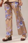 Buy_GOLDN_Beige Modal, Silk Printed Trouser Set _Online_at_Aza_Fashions