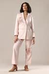 Buy_GOLDN_Pink Modal, Silk Embroidery Hand Blazer And Trouser Set _at_Aza_Fashions