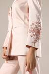 Shop_GOLDN_Pink Modal, Silk Embroidery Hand Blazer And Trouser Set _Online_at_Aza_Fashions