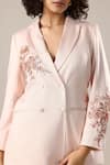 GOLDN_Pink Modal, Silk Embroidery Hand Blazer And Trouser Set _at_Aza_Fashions