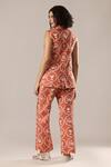 Shop_GOLDN_Orange Silk, Modal Printed Blazer And Trouser Set _at_Aza_Fashions