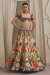 Buy_Payal & Zinal_Multi Color Silk, Net Sequins, Beads, Fusion Printed Gaji Blouse And Lehenga Set 