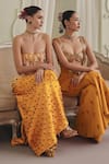 Buy_Payal & Zinal_Yellow Twill Beads, Pearls, Cut Work, Tassels Bandeau Frezzy Top And Palazzo Set 