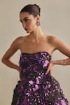 Buy_Payal & Zinal_Black Net Embroidery, Sequins, Beads, Floral Strapless Layered Short Dress _Online_at_Aza_Fashions