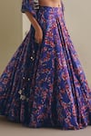 Buy_Payal & Zinal_Blue Sequins, Beads, Zari, Tassels Sweetheart Neck Rosegold Printed Lehenga Set _Online_at_Aza_Fashions