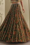 Payal & Zinal_Green Net Zari, Embellished Floral Printed Lehenga With Cape And Blouse Set _Online_at_Aza_Fashions