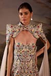 Buy_Samant Chauhan_Off White Silk Embroidery Sweetheart Neck Floral Cotton Gown And Skirt Set _Online_at_Aza_Fashions