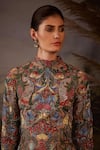 Buy_Samant Chauhan_Blue Silk Embroidery, Sequins, Beads High Floral High-neck Short Dress In Cotton _Online_at_Aza_Fashions