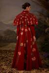 Shop_Samant Chauhan_Red Velvet Embroidery Shawl Neck Floral Floor-length Maxi Evening Gown _at_Aza_Fashions