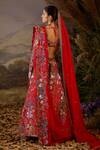 Shop_Samant Chauhan_Red Silk, Organza Embroidery, Zari V-neck Zardozi And Cotton Lehenga Set _at_Aza_Fashions