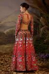 Buy_Samant Chauhan_Red Silk, Organza Embroidery, Zari V-neck Zardozi And Cotton Lehenga Set 