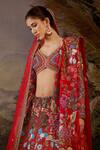 Samant Chauhan_Red Silk, Organza Embroidery, Zari V-neck Zardozi And Cotton Lehenga Set _Online
