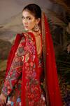 Buy_Samant Chauhan_Red Silk, Organza Embroidery, Zari V-neck Zardozi And Cotton Lehenga Set _Online