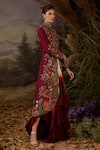 Samant Chauhan_Ivory Silk Embroidery, Zari Off-shoulder, Floral Cotton Dress And Jacket Set _Online_at_Aza_Fashions