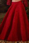 Samant Chauhan_Red Silk, Organza, Net Embroidery V-neck Zardozi And Top & Skirt Set _Online_at_Aza_Fashions