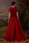 Shop_Samant Chauhan_Red Silk Embroidery Round Neck Zardozi Tonal Texture Cotton Gown _at_Aza_Fashions