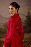 Buy_Samant Chauhan_Red Silk Organza Embroidery, Sequins Collared Floral Gown _Online_at_Aza_Fashions