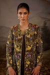 Buy_Samant Chauhan_Yellow Silk Embroidery, Zari, Ruffles Open Zardozi Cotton Jacket And Dress Set _Online_at_Aza_Fashions