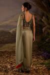 Shop_Samant Chauhan_Green Silk Organza Embroidery Square Neck Saree And Blouse Set _at_Aza_Fashions