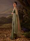 Buy_Samant Chauhan_Green Silk Organza Embroidery Square Neck Saree And Blouse Set _Online_at_Aza_Fashions