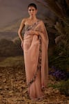 Buy_Samant Chauhan_Pink Silk Organza Embroidery Bandeau Neck Saree And Blouse Set _at_Aza_Fashions