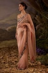 Buy_Samant Chauhan_Pink Silk Organza Embroidery Bandeau Neck Saree And Blouse Set _Online_at_Aza_Fashions