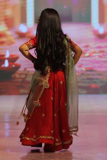 Shop_Yuvraani Jaipur_Red Silk, Net, Cotton Embroidery Cherry Lehenga Set _at_Aza_Fashions