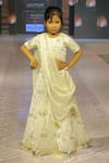Yuvraani Jaipur_Ivory Silk, Cotton, Net, Taffeta Lehenga Set _at_Aza_Fashions