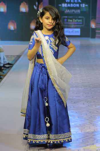 Shop_Yuvraani Jaipur_Gold Silk, Net, Cotton, Taffeta Embroidery, Lehenga Set With Blouse And Dupatta _at_Aza_Fashions
