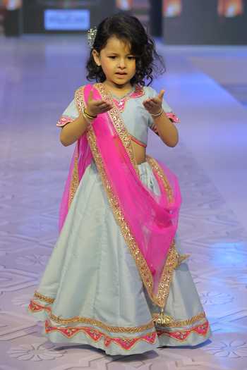 Buy_Yuvraani Jaipur_Pink Silk, Cotton, Net, Taffeta Embroidery, Zari Powder Blue Lehenga Set 