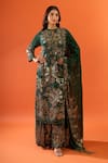 Buy_Nakul Sen_Green Sequins, Beads, Embroidery, Metallic Thread Keyhole Neck Kurta Palazzo Set _at_Aza_Fashions