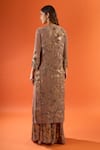 Nakul Sen_Brown Sequins, Beads, Embroidery, Fringe, Tassels Keyhole Neck Kurta Palazzo Set _Online_at_Aza_Fashions